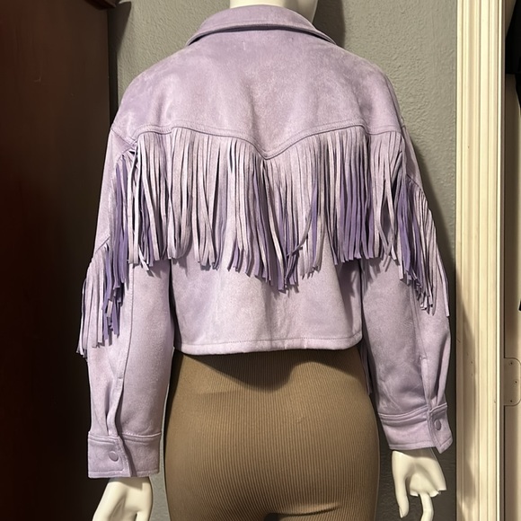 Purple Suede Fringe Cropped Blazer/Jacket - Picture 2 of 9
